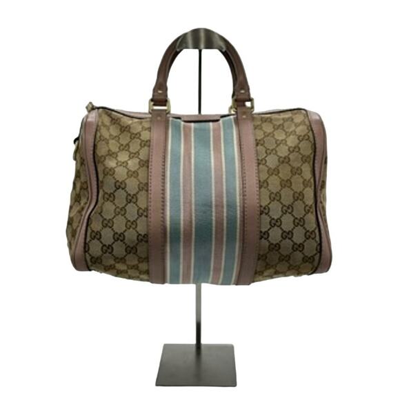 Gucci GG Monogram Vintage Web Medium Boston Pink Blue*AWESOME 2-WAY! - Picture 1 of 16